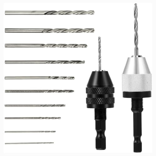 Kleagary Schnellspannbohrfutter-Bit, 2 Stück Bohrfutter-Adapter mit 10 Bohrern, 1/4-Zoll-Sechskantschaft, Schnellwechsel-Konverter Kleagary Schnellspannbohrfutter-Bit, 2 Stück Bohrfutter-Adapter mit 10 Bohrern, 1/4-Zoll-Sechskantschaft, Schnellwechsel-Konverter von Kleagary