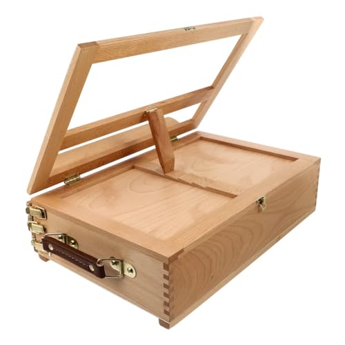 Kleagary Schreibtisch-Staffelei aus Holz, handgefertigt, Buchenholz, Tischstaffelei und Holzkunst-Tischbox zum Zeichnen, Malen zur Aufbewahrung Kleagary Schreibtisch-Staffelei aus Holz, handgefertigt, Buchenholz, Tischstaffelei und Holzkunst-Tischbox zum Zeichnen, Malen zur Aufbewahrung von Kleagary