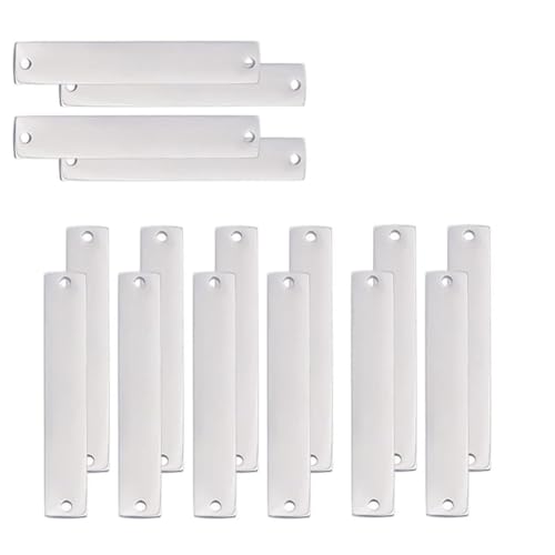 Kleagary Verbindungsanhänger aus 304 Edelstahl, blanko, rechteckig, blanko, mit 2 Löchern zum Gravieren, 16 Stück Kleagary Verbindungsanhänger aus 304 Edelstahl, blanko, rechteckig, blanko, mit 2 Löchern zum Gravieren, 16 Stück von Kleagary