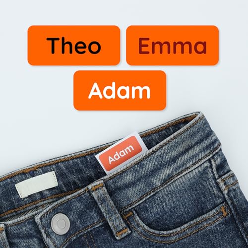 Klebekerlchen® Namensaufkleber Kinder & Erwachsene (120 Stück) – Namensschilder für Kleidung personalisiert – Etiketten selbstklebend für Schule, Kita, Seniorenheim & Beruf - Orange von Klebekerlchen