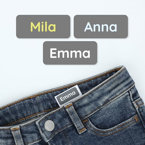 Klebekerlchen® Namensaufkleber Kinder & Erwachsene (120 Stück) – Namensschilder für Kleidung personalisiert – Etiketten selbstklebend für Schule, Kita, Seniorenheim & Beruf - Grau von Klebekerlchen