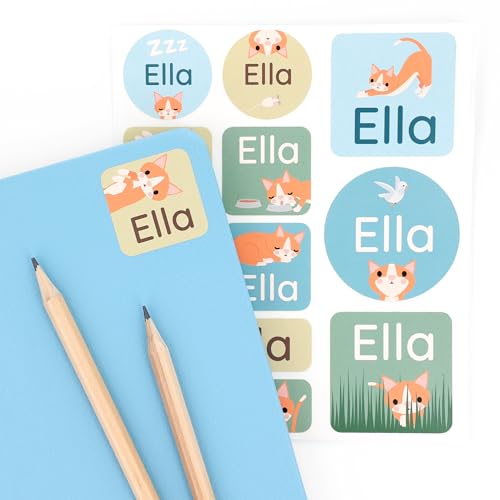Klebekerlchen® | 33 Große Namensaufkleber in verschiedenen Größen | Beschrifte Gegenstände in Schule und Kindergarten - Katze Klebekerlchen® | 33 Große Namensaufkleber in verschiedenen Größen | Beschrifte Gegenstände in Schule und Kindergarten - Katze von Klebekerlchen
