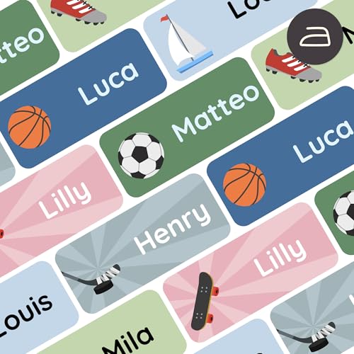 Klebekerlchen® | Bügeletiketten für Kleidung (120 Stk. 30x13 mm) | Wäscheetiketten zum Einbügeln mit Namen, Perfekt für Kinder, Schule und Kindergarten - Sport von Klebekerlchen