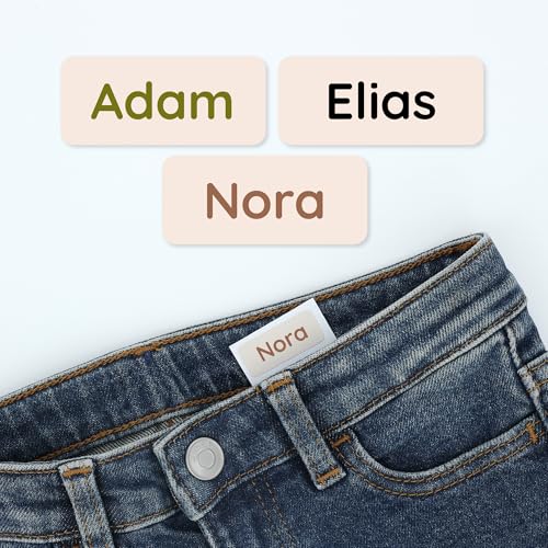 Klebekerlchen® Namensaufkleber Kinder & Erwachsene (60 Stück) – Namensschilder für Kleidung personalisiert – Etiketten selbstklebend für Schule, Kita, Seniorenheim & Beruf - Beige von Klebekerlchen