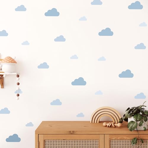 Klebekerlchen® | Wandtattoo Kinderzimmer Mädchen & Junge, Wandsticker selbstklebend, wiederverwendbare Kinderzimmer Deko, Blaue Herzen Wandtattoo – Herz Sticker (Set mit 36 Motiven) von Klebekerlchen