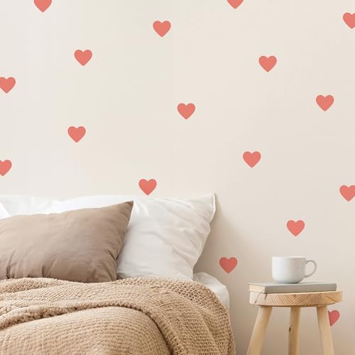Klebekerlchen® | Wandtattoo Kinderzimmer Mädchen & Junge, Wandsticker selbstklebend, wiederverwendbare Kinderzimmer Deko, Rote Herzen Wandtattoo – Herz Sticker (Set mit 36 Motiven) von Klebekerlchen
