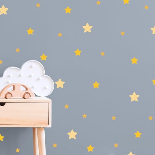 Klebekerlchen® | Wandtattoo Kinderzimmer Mädchen & Junge, Wandsticker selbstklebend, wiederverwendbare & rückstandsfreie Kinderzimmer Deko – Wandtattoo Gelbe Sterne Sticker (Set mit 52 Motiven) von Klebekerlchen