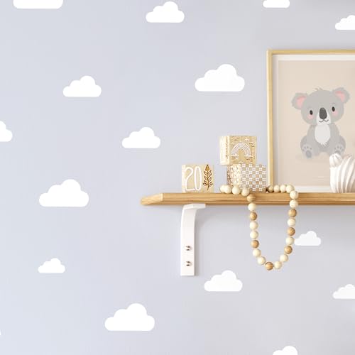 Klebekerlchen® | Wandtattoo Kinderzimmer Mädchen & Junge, Wandsticker selbstklebend, wiederverwendbare & rückstandsfreie Kinderzimmer Deko – Wandtattoo Weiße Wolken Sticker (Set mit 25 Motiven) von Klebekerlchen