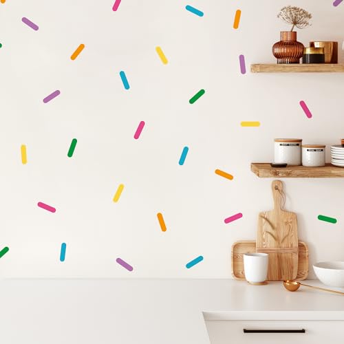 Klebekerlchen® | Wandtattoo Kinderzimmer Mädchen & Junge – Wandsticker selbstklebend & rückstandsfrei, wiederverwendbare Kinderzimmer Deko & Geburtstag – Wandtattoo Bunte Streusel (Set mit 60 Motiven) von Klebekerlchen