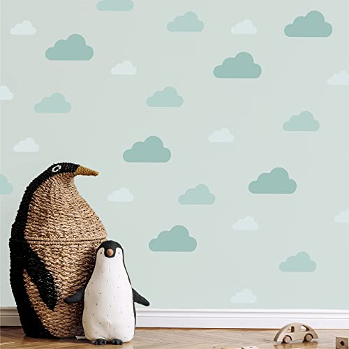 Klebekerlchen® | Wandtattoo für das Kinderzimmer, Wandsticker mit Wolken, selbstklebend - Grüne Wolken (Set mit 25 Motiven) von Klebekerlchen