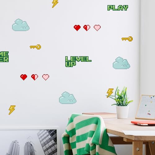 Klebekerlchen® | Wandtattoo für das Kinderzimmer, Wandsticker selbstklebend - Gaming Retro (Set mit 23 Motiven) von Klebekerlchen