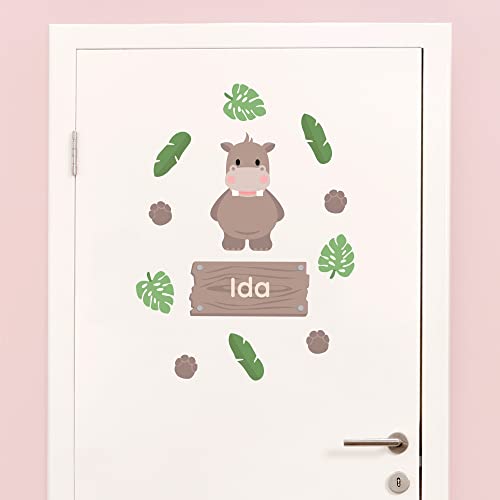 Klebekerlchen - Tür-Sticker für dein Kinderzimmer - Dschungel-Tiere Flusspferd von Klebekerlchen