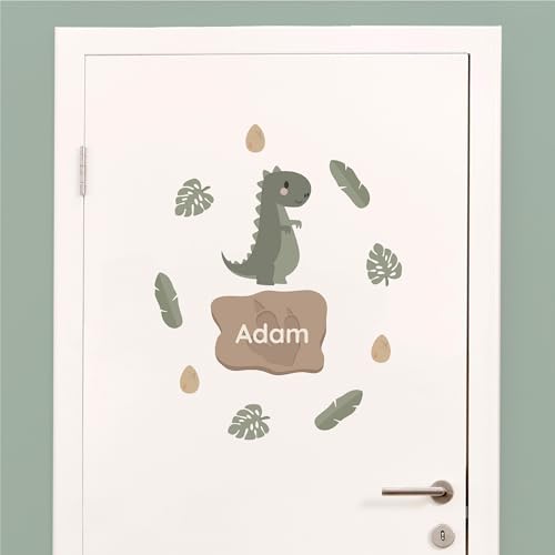 Klebekerlchen® Türaufkleber personalisiert mit Name – Wandtattoo Kinderzimmer & Babyzimmer deko – selbstklebende Wandsticker - T-Rex Klebekerlchen® Türaufkleber personalisiert mit Name – Wandtattoo Kinderzimmer & Babyzimmer deko – selbstklebende Wandsticker - T-Rex von Klebekerlchen