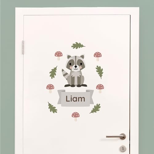 Klebekerlchen - Tür-Sticker für dein Kinderzimmer - Waldtiere Waschbär von Klebekerlchen