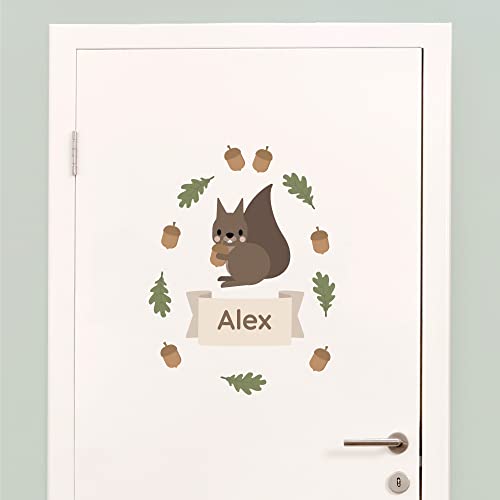 Klebekerlchen® Türaufkleber personalisiert mit Name – Wandtattoo Kinderzimmer & Babyzimmer deko – selbstklebende Wandsticker - Eichhörnchen Klebekerlchen® Türaufkleber personalisiert mit Name – Wandtattoo Kinderzimmer & Babyzimmer deko – selbstklebende Wandsticker - Eichhörnchen von Klebekerlchen