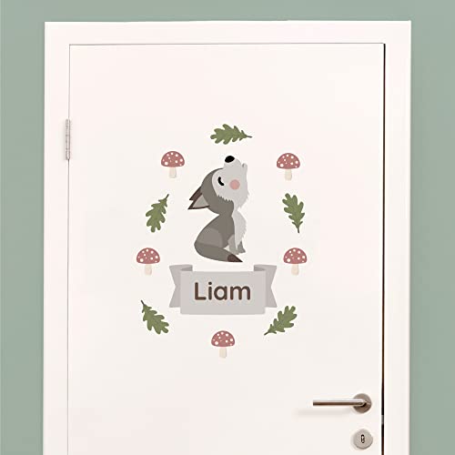 Klebekerlchen - Tür-Sticker für dein Kinderzimmer - Waldtiere Wolf von Klebekerlchen