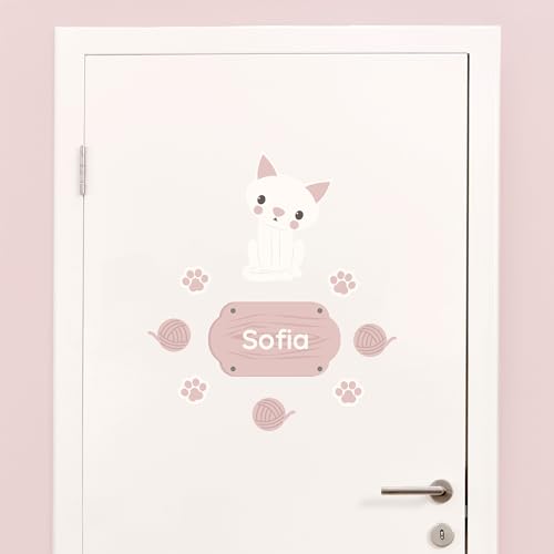 Klebekerlchen - Tür-Sticker für dein Kinderzimmer - Weiße Katze von Klebekerlchen