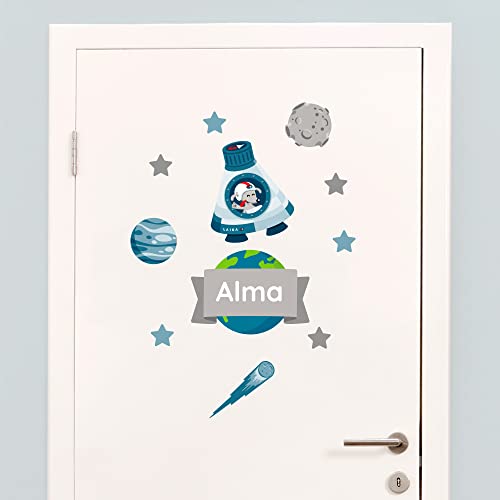 Klebekerlchen - Tür-Sticker für dein Kinderzimmer - Weltraum Laika von Klebekerlchen