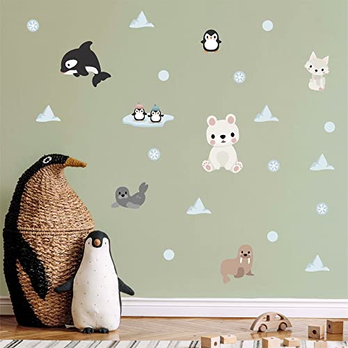 Klebekerlchen® | Wandtattoo für das Kinderzimmer, Wandsticker mit Eisbär, Wal und Pinguin, selbstklebend - Arktische Tiere (Set mit 23 Motiven) von Klebekerlchen
