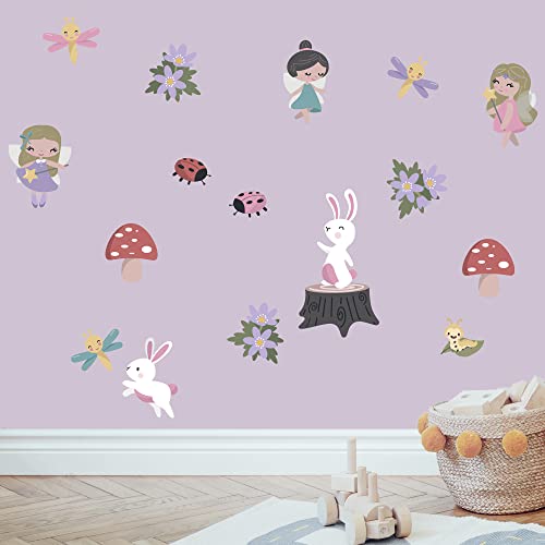 Klebekerlchen® | Wandtattoo für das Kinderzimmer, Wandsticker mit Feen und Hasen selbstklebend - Feen (Set mit 27 Motiven) von Klebekerlchen