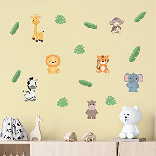 Klebekerlchen® | Wandtattoo für das Kinderzimmer, Wandsticker mit Löwe, Elefant und Giraffe, selbstklebend - Dschungeltiere (Set mit 15 Motiven) von Klebekerlchen