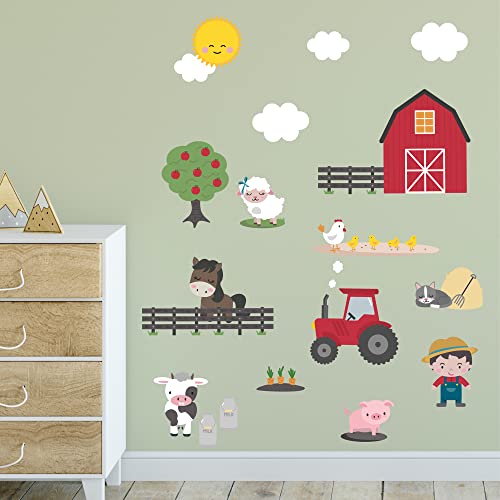 Klebekerlchen® | Wandtattoo für das Kinderzimmer, Wandsticker mit Tieren, selbstklebend - Bauernhof (Set mit 26 Motiven) von Klebekerlchen