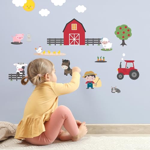 Klebekerlchen® | Wandtattoo für das Kinderzimmer, Wandsticker mit Tieren, selbstklebend - Bauernhof (Set mit 26 Motiven) von Klebekerlchen