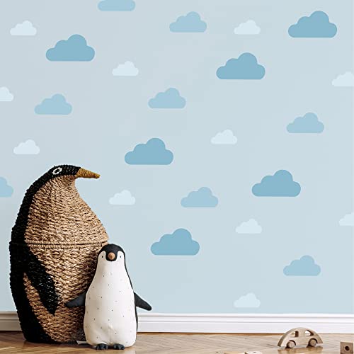 Klebekerlchen® | Wandtattoo für das Kinderzimmer, Wandsticker mit Wolken, selbstklebend - Blaue Wolken (Set mit 25 Motiven) von Klebekerlchen