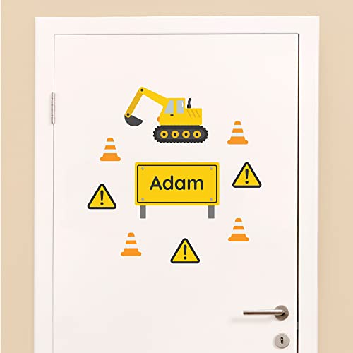 Klebekerlchen - Tür-Sticker für dein Kinderzimmer - Baufahrzeuge Bagger von Klebekerlchen