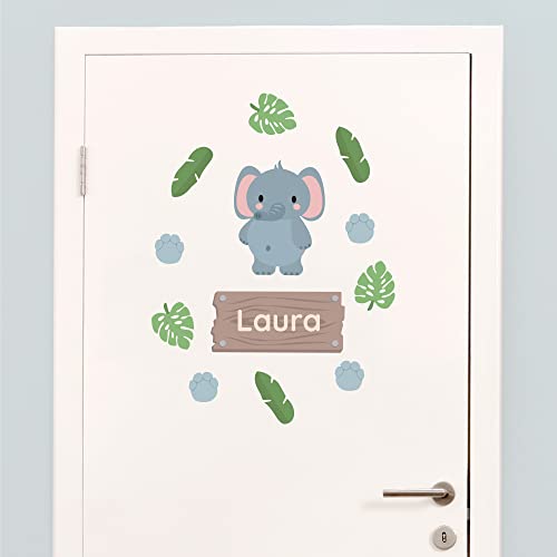 Klebekerlchen - Tür-Sticker für dein Kinderzimmer - Dschungel-Tiere Elefant von Klebekerlchen