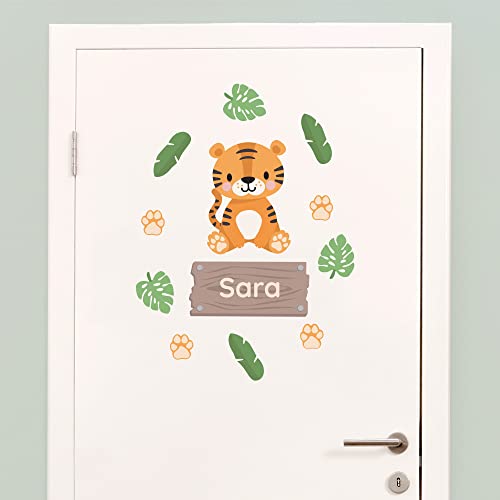 Klebekerlchen - Tür-Sticker für dein Kinderzimmer - Dschungel-Tiere Tiger von Klebekerlchen