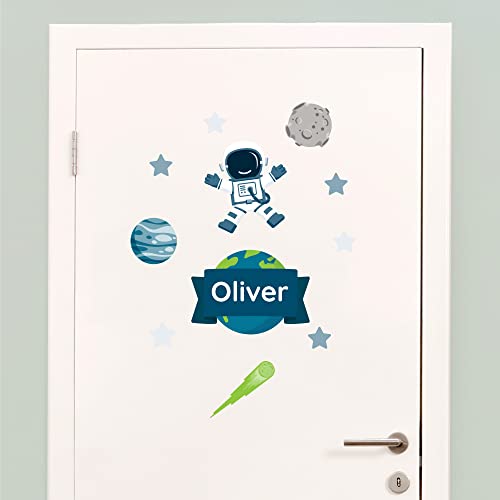 Klebekerlchen - Tür-Sticker für dein Kinderzimmer - Weltraum blauer Astronaut von Klebekerlchen