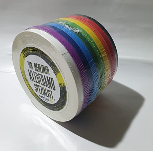 9mm x 25m Gewebeband-Set"Gaffa", Tape Set, beschichtetes Klebeband im Rainbow-Set, 10 Rollen sehr starkes Gaffa-Tape, je 9 mm Breite x 25 m Länge von Homry