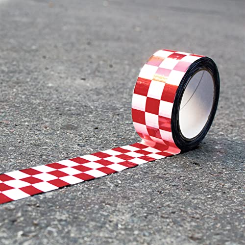 50mm x 66m Rot, Weiß PVC Packband Paketband Muster Karo Karoband leise Klebeband Racer Tape 50mm x 66m Rot Weiss Karomuster PVC Klebeband Bastler- und Design-Tape von Klebeland