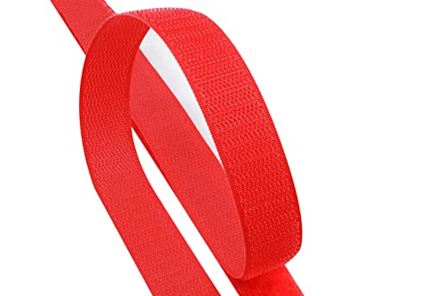 KLEBERINO Klettband zum nähen | Set Hakenband + Flauschband | hohe Verschlusskraft in Industriequalität | Klettverschluss zum aufnähen (Rot, 20mm x 25m) von Kleberino