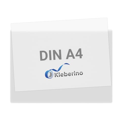 KLEBERINO Sichthüllen selbstklebend | Selbstklebetaschen transparent | Breite seite offen | Klarsichthüllen zum kleben (DIN A4 | 100 Stück) von Kleberino