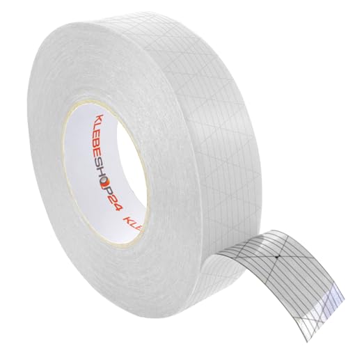 KLEBESHOP24 SOCKELLEISTEN KLEBEBAND | EXTRA STARKES MONTAGEBAND | Doppelseitig extra stark haftend | 50 m | Breite wählbar | Klebeband für Fußleisten, Teppiche und mehr / 19 mm x 50 m von KLEBESHOP24