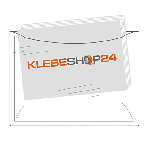 Selbstklebetaschen transparent | DIN lang, A4, A5 oder A6 | Breite Seite offen | 20 oder 100 Stück | Klarsichthüllen zum Kleben/DIN A5 10 mm Füllhöhe 100 Stück von KLEBESHOP24