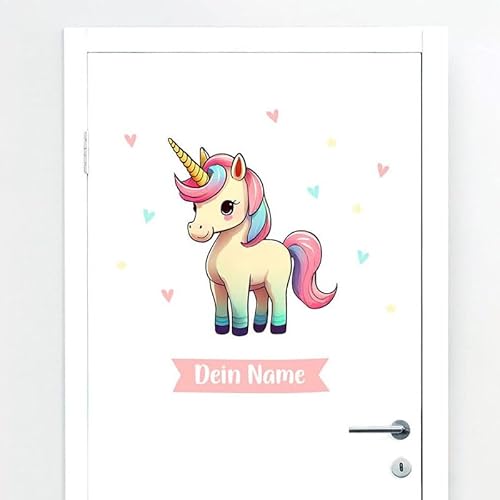 Türaufkleber mit Name Einhorn #22 – Blasenfreie Anwendung, nachhaltig & PVC-frei – Türaufkleber personalisiert – Wandtattoo Kinderzimmer & Babyzimmer Deko – selbstklebende Wandsticker – von Klebewurm