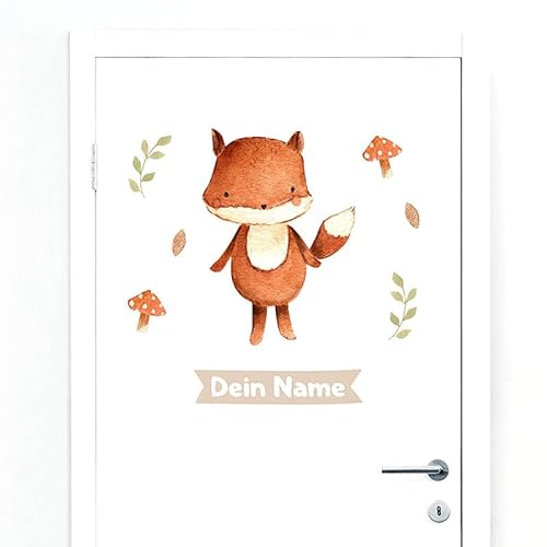 Türaufkleber mit Name Fuchs #16 – Blasenfreie Anwendung, nachhaltig & PVC-frei – Türaufkleber personalisiert – Wandtattoo Kinderzimmer & Babyzimmer Deko – selbstklebende Wandsticker – von Klebewurm