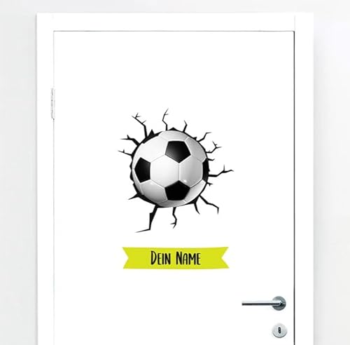 Türaufkleber mit Name Fussball #46 – Blasenfreie Anwendung, nachhaltig & PVC-frei – Türaufkleber personalisiert – Wandtattoo Kinderzimmer & Babyzimmer Deko – selbstklebende Wandsticker – von Klebewurm