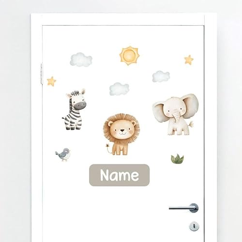 Türaufkleber mit Name Safari #1 – Blasenfreie Anwendung, nachhaltig & PVC-frei – Türaufkleber personalisiert – Wandtattoo Kinderzimmer & Babyzimmer Deko – selbstklebende Wandsticker – Türaufkleber mit Name Safari #1 – Blasenfreie Anwendung, nachhaltig & PVC-frei – Türaufkleber personalisiert – Wandtattoo Kinderzimmer & Babyzimmer Deko – selbstklebende Wandsticker – von Klebewurm