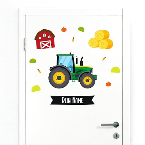 Türaufkleber mit Name Traktor #70 – Blasenfreie Anwendung, nachhaltig & PVC-frei – Türaufkleber personalisiert – Wandtattoo Kinderzimmer & Babyzimmer Deko – selbstklebende Wandsticker – von Klebewurm