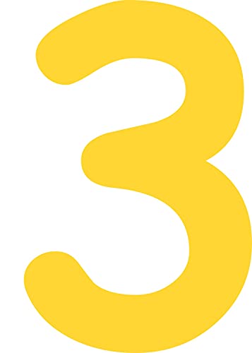 Kleckerliese Alphabet Zahlen Ziffern 10cm selbstklebende Aufkleber Wand Fenster Tür Boote Auto Kinderzimmer STICKER 3 - Höhe 10cm, Farbe Gelb von Kleckerliese