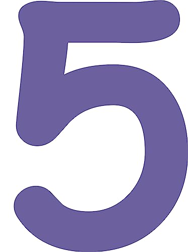 Kleckerliese Alphabet Zahlen Ziffern 30cm selbstklebende Aufkleber Wand Fenster Tür Boote Auto Kinderzimmer STICKER 5 - Höhe 30cm, Farbe Lila von Kleckerliese