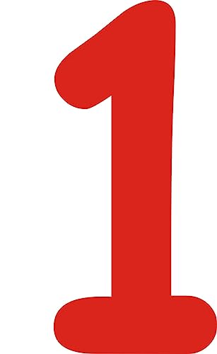 Kleckerliese Alphabet Zahlen Ziffern 8cm selbstklebende Aufkleber Wand Fenster Tür Boote Auto Kinderzimmer STICKER 1 - Höhe 8cm, Farbe Rot von Kleckerliese