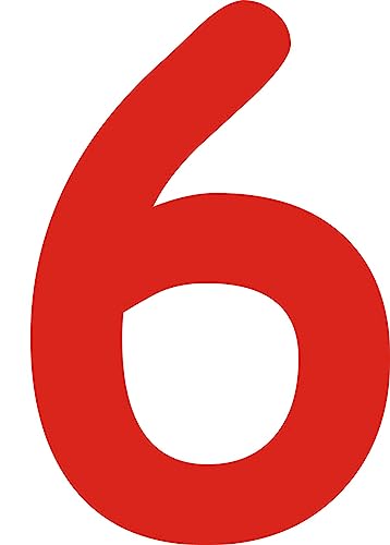 Kleckerliese Alphabet Zahlen Ziffern 8cm selbstklebende Aufkleber Wand Fenster Tür Boote Auto Kinderzimmer STICKER 6 - Höhe 8cm, Farbe Rot von Kleckerliese