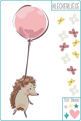 Kleckerliese DTF Bügelbild DIY Tiere Igel Ballons Blumen Schmetterlinge von Kleckerliese