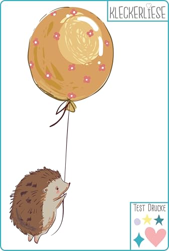 Kleckerliese DTF Bügelbild DIY Tiere Igel Ballons von Kleckerliese