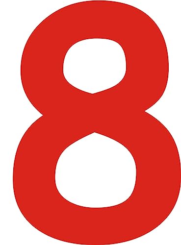 Kleckerliese Alphabet Zahlen Ziffern 10cm selbstklebende Aufkleber Wand Fenster Tür Boote Auto Kinderzimmer STICKER 8 - Höhe 10cm, Farbe Rot von Kleckerliese